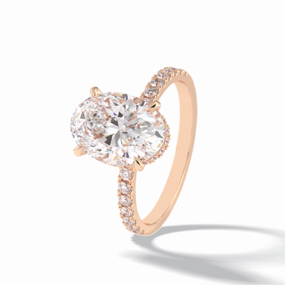 Oval Hidden Halo & Pave Lab Grown Diamond Engagement Ring