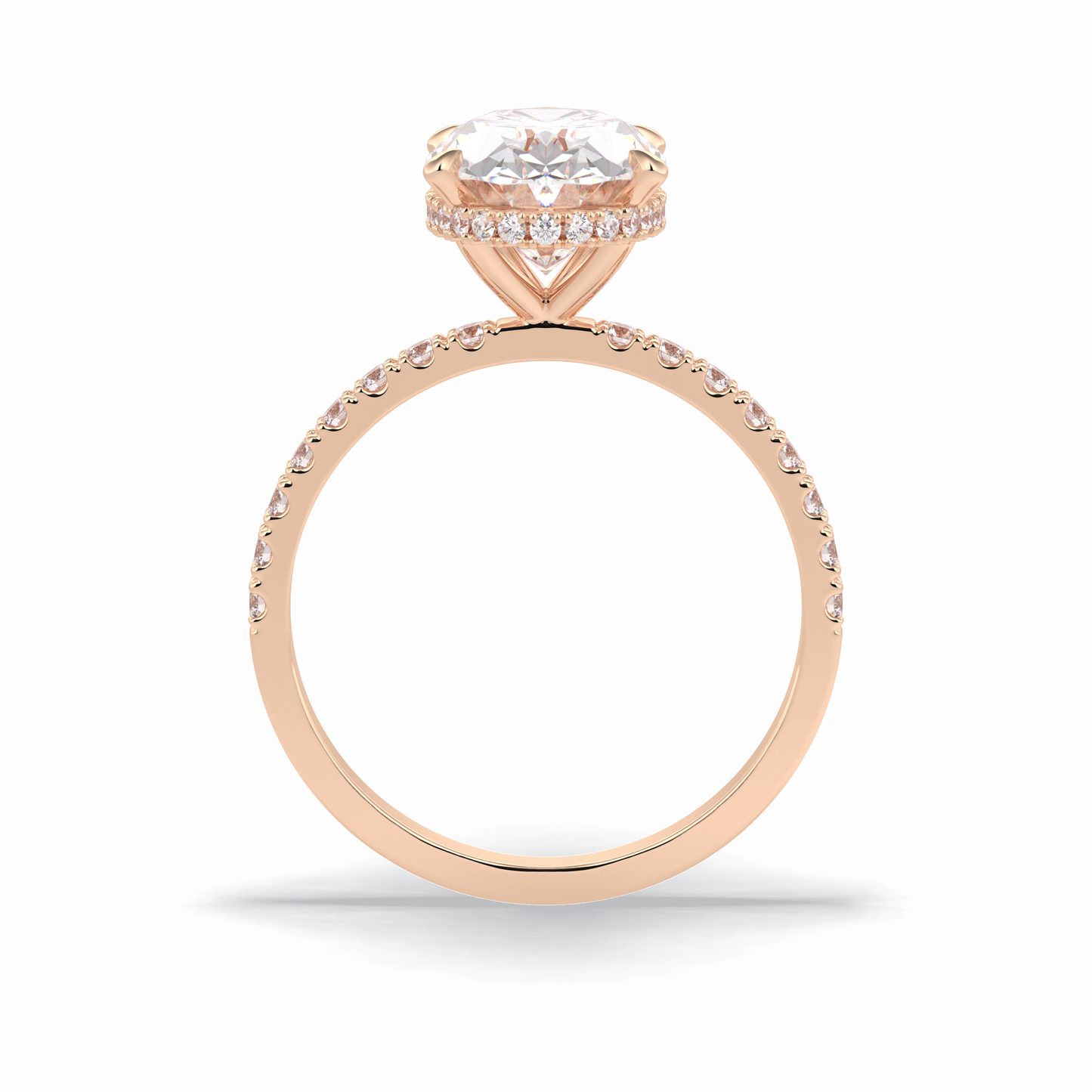 Oval Hidden Halo & Pave Lab Grown Diamond Engagement Ring