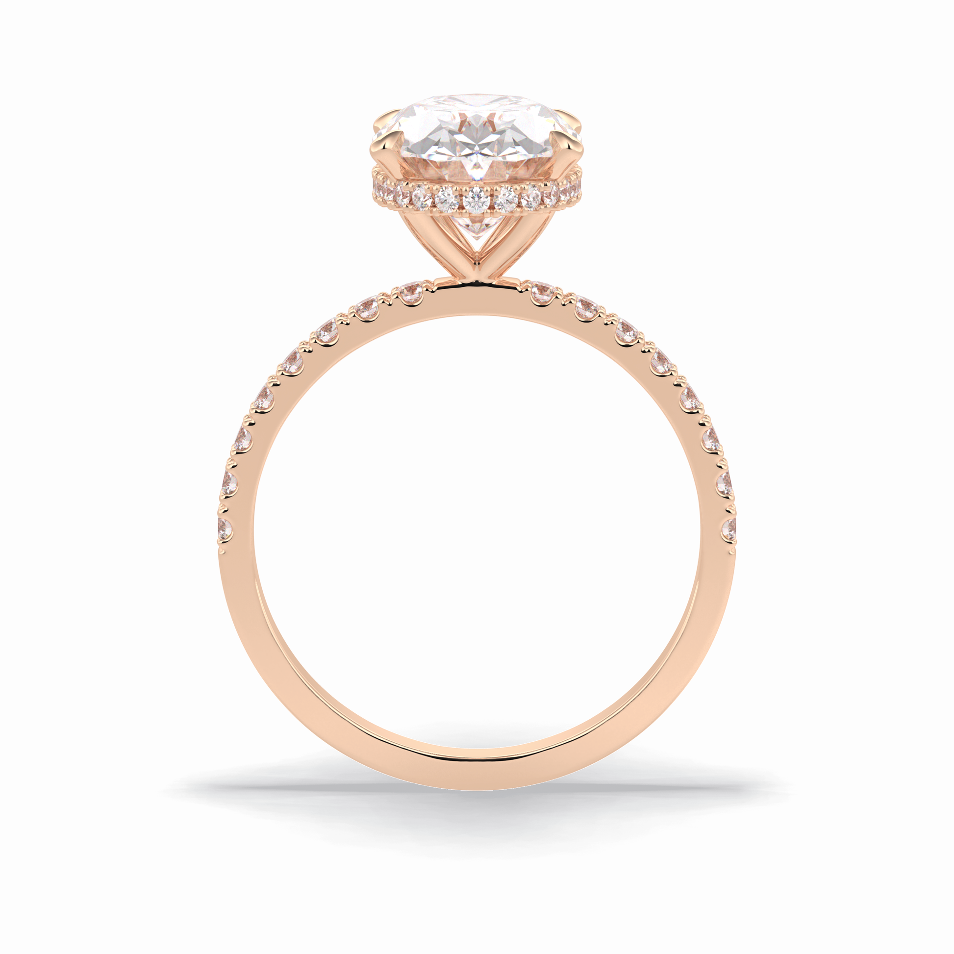 Oval Hidden Halo & Pave Lab Grown Diamond Engagement Ring
