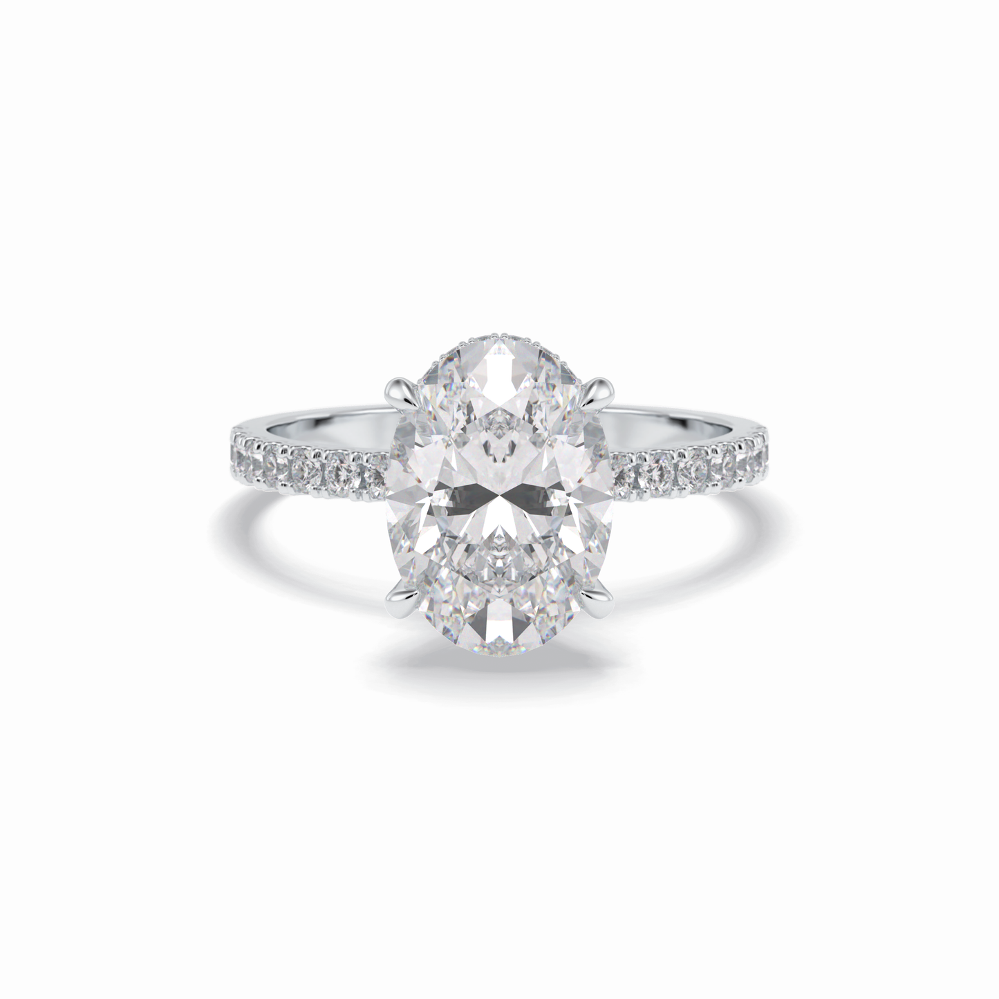 Oval Hidden Halo & Pave Lab Grown Diamond Engagement Ring