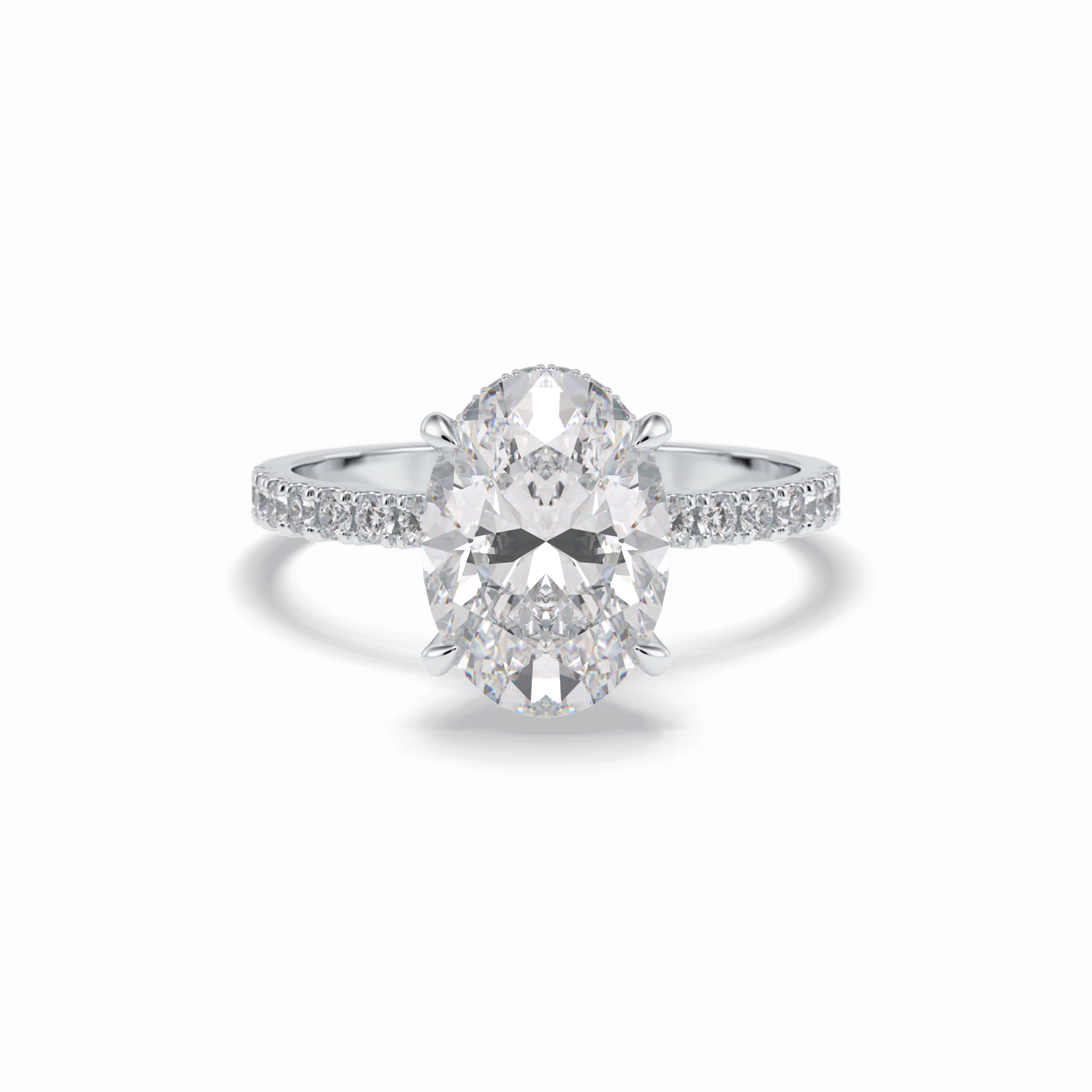 Oval Hidden Halo & Pave Lab Grown Diamond Engagement Ring