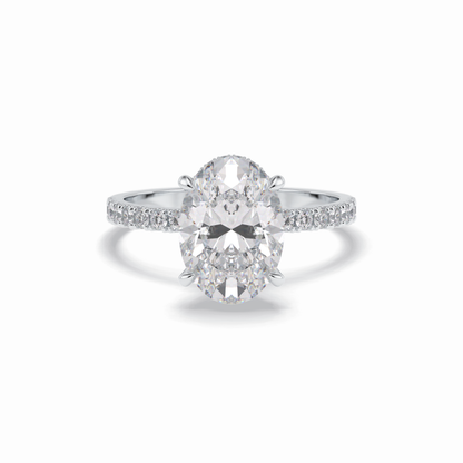 Oval Hidden Halo & Pave Lab Grown Diamond Engagement Ring