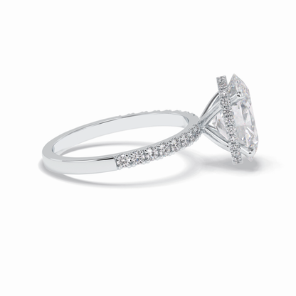 Oval Hidden Halo & Pave Lab Grown Diamond Engagement Ring