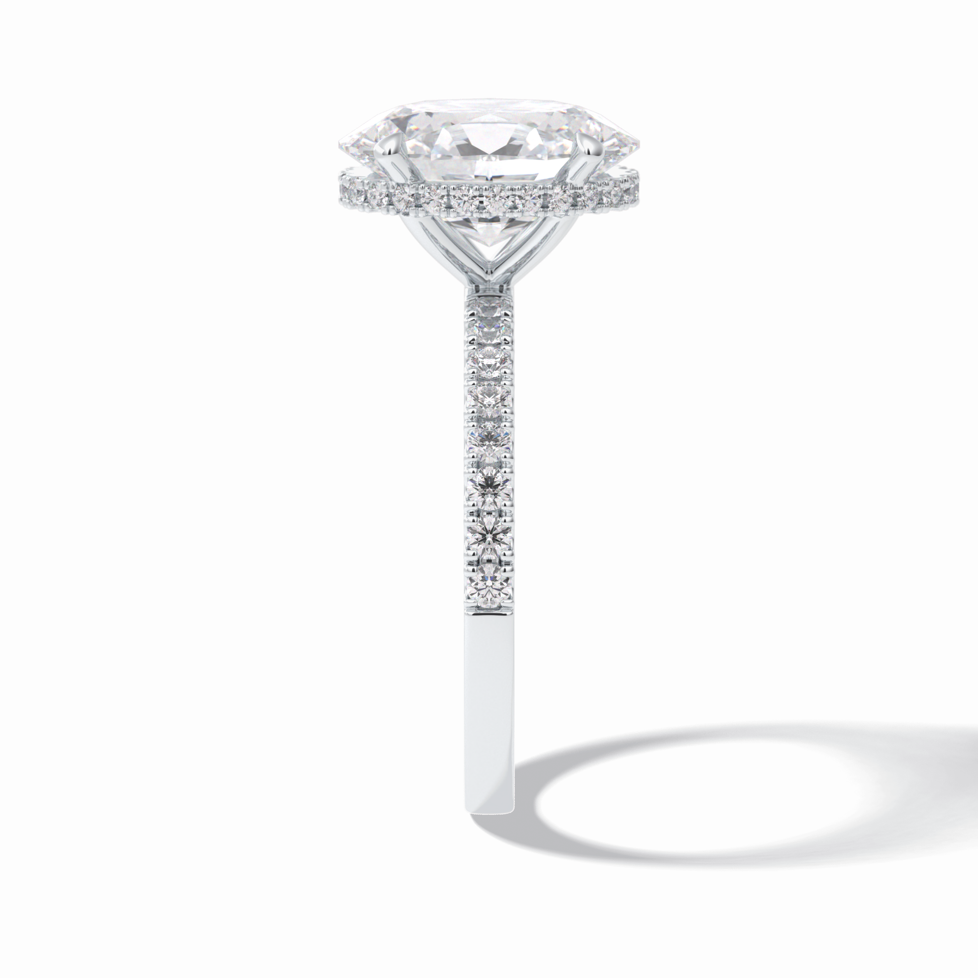 Oval Hidden Halo & Pave Lab Grown Diamond Engagement Ring