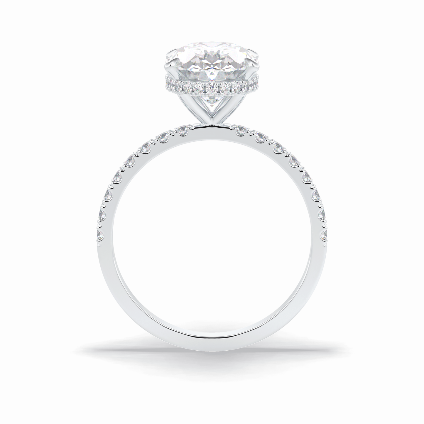 Oval Hidden Halo & Pave Lab Grown Diamond Engagement Ring