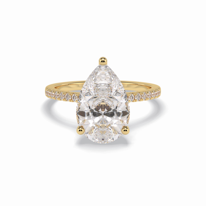 Pear Hidden Halo & Pave Lab Grown Diamond Engagement Ring