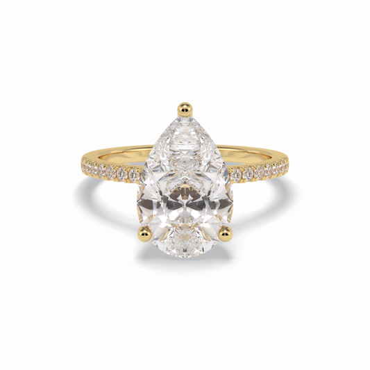 Pear Hidden Halo & Pave Lab Grown Diamond Engagement Ring