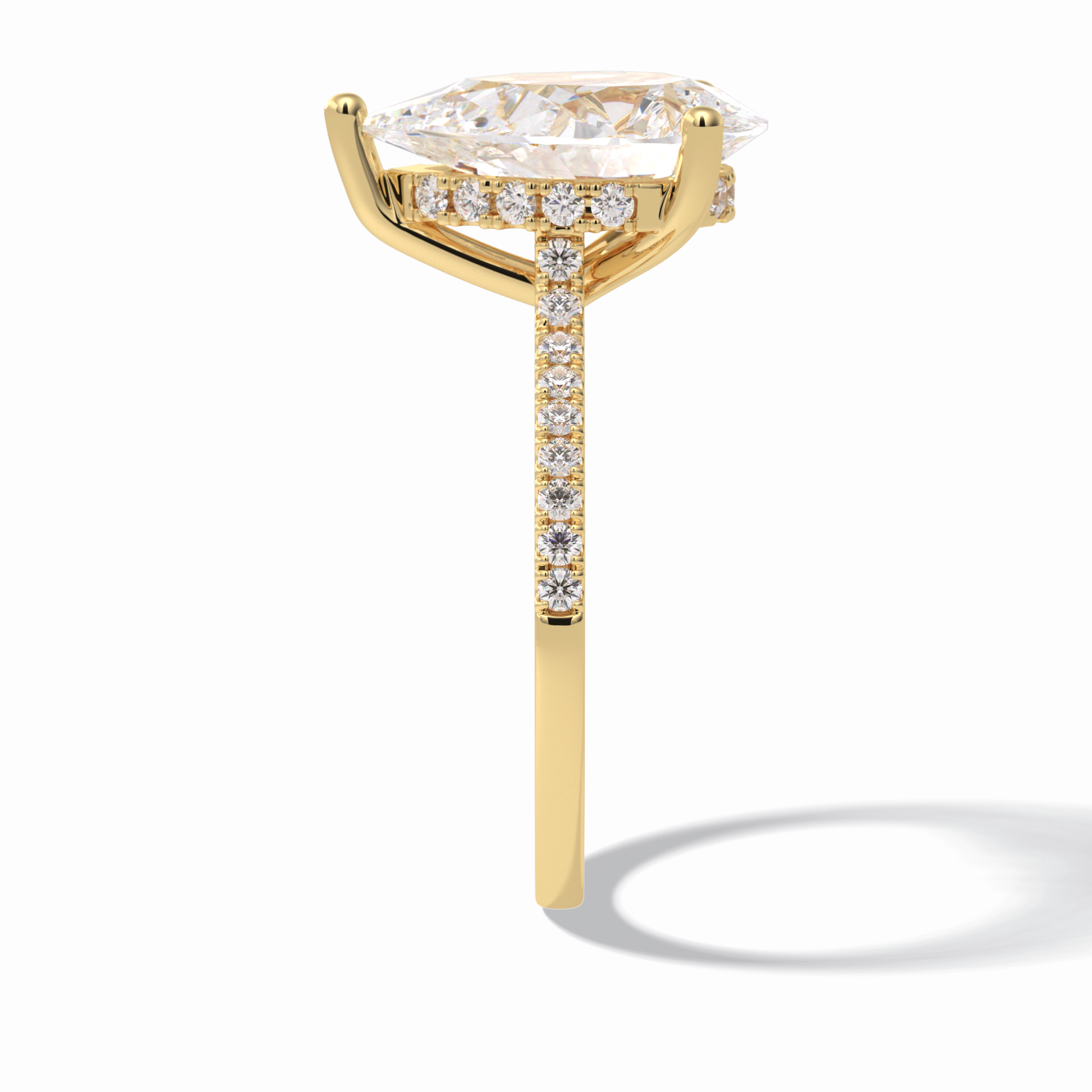 Pear Hidden Halo & Pave Lab Grown Diamond Engagement Ring