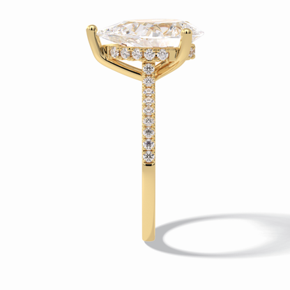 Pear Hidden Halo & Pave Lab Grown Diamond Engagement Ring