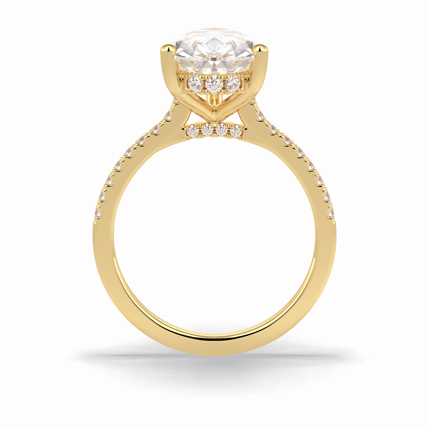 Pear Hidden Halo & Pave Lab Grown Diamond Engagement Ring