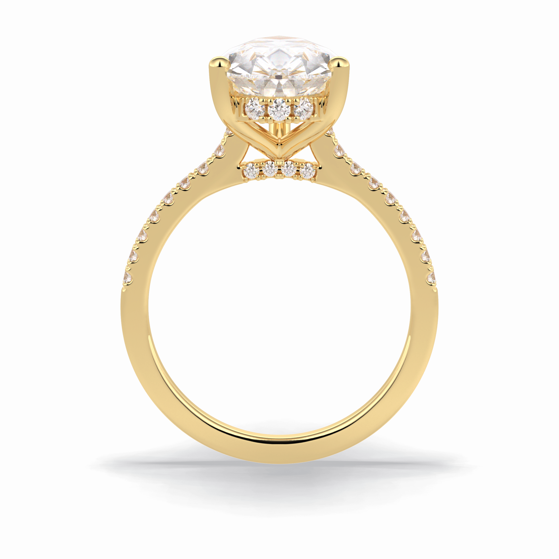 Pear Hidden Halo & Pave Lab Grown Diamond Engagement Ring