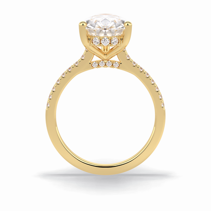 Pear Hidden Halo & Pave Lab Grown Diamond Engagement Ring