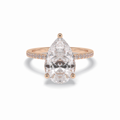 Pear Hidden Halo & Pave Lab Grown Diamond Engagement Ring