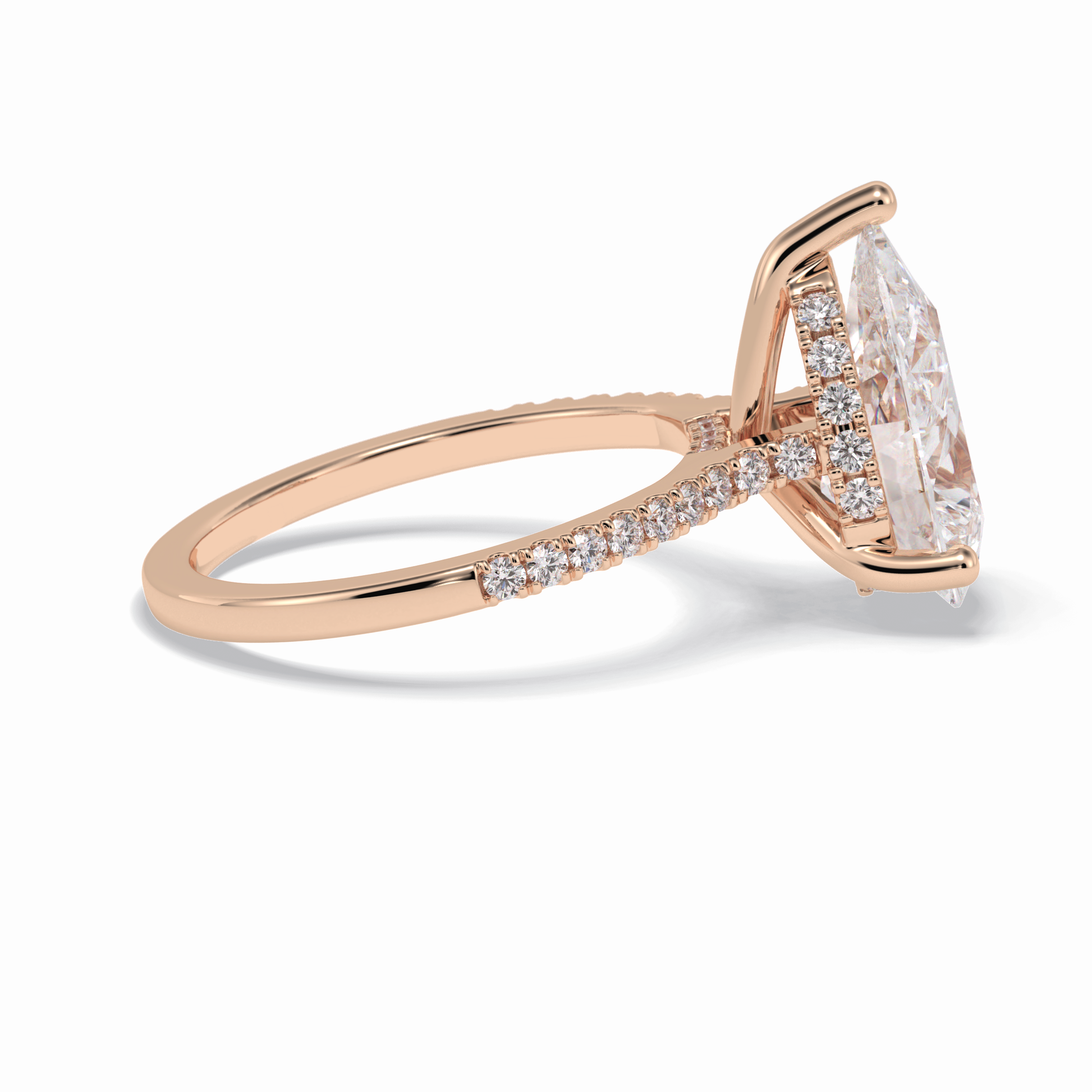 Pear Hidden Halo & Pave Lab Grown Diamond Engagement Ring