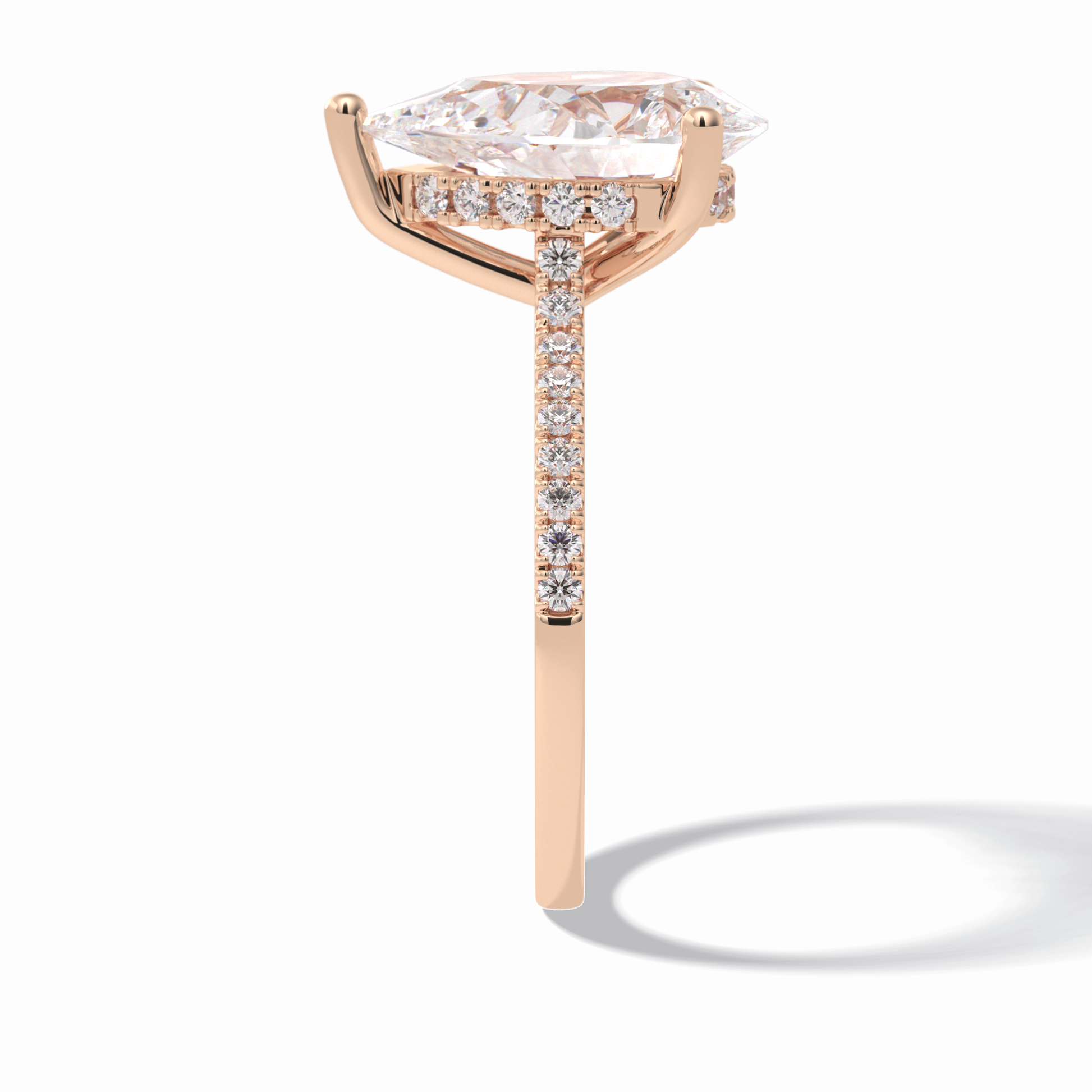Pear Hidden Halo & Pave Lab Grown Diamond Engagement Ring