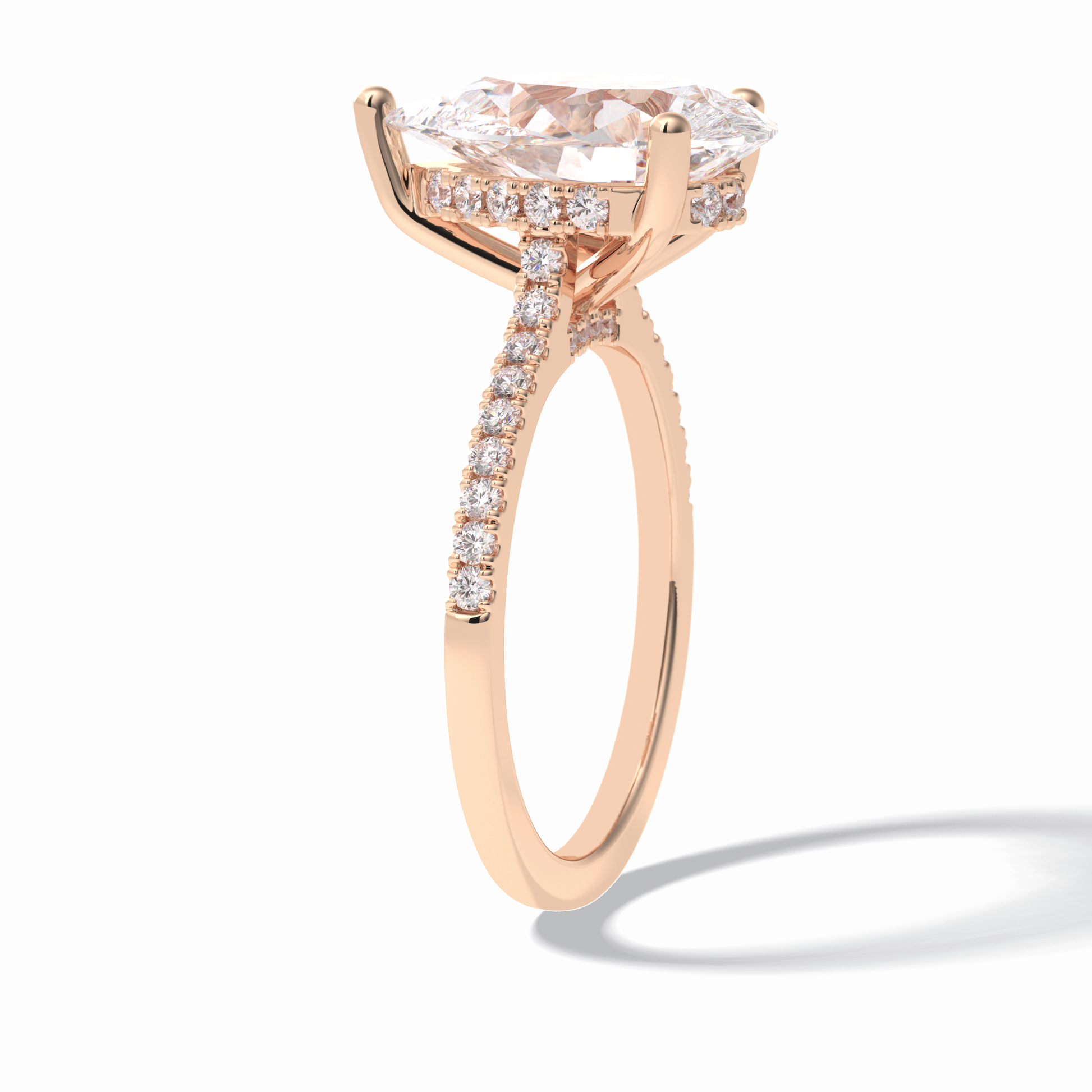 Pear Hidden Halo & Pave Lab Grown Diamond Engagement Ring