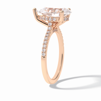 Pear Hidden Halo & Pave Lab Grown Diamond Engagement Ring