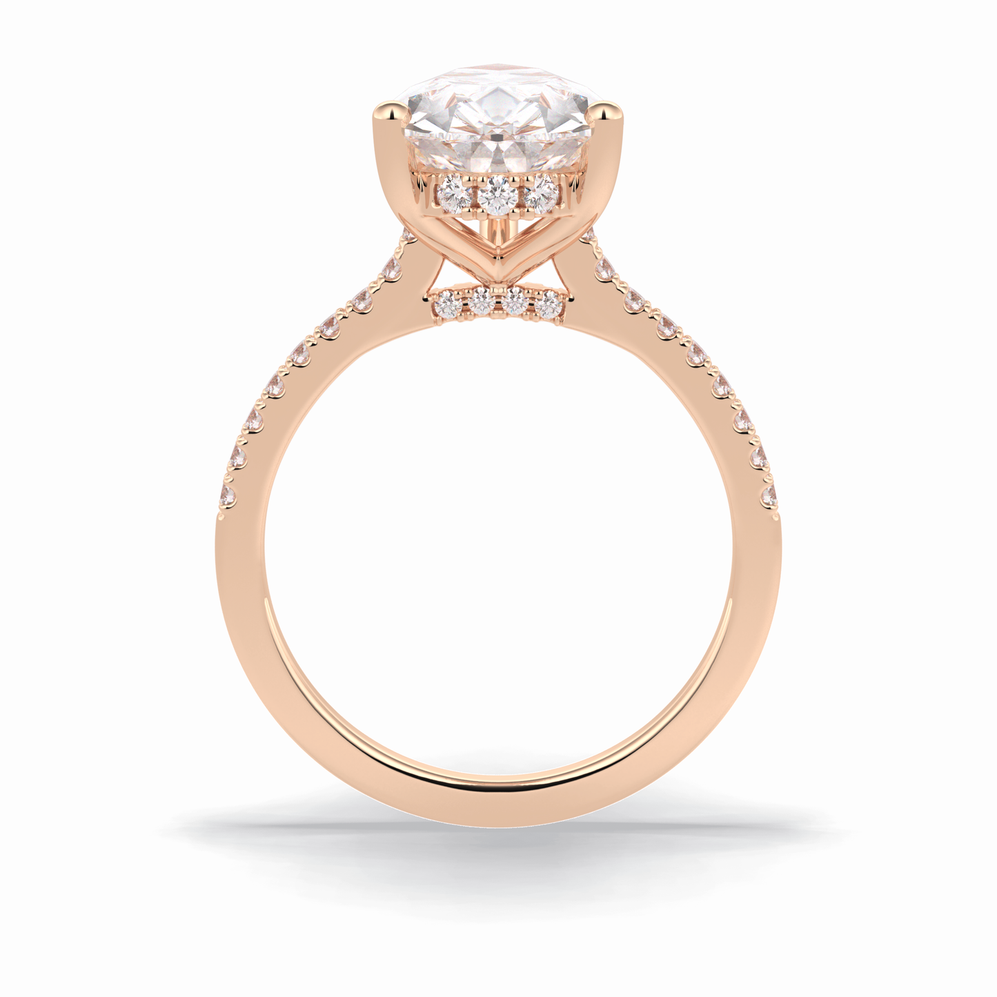 Pear Hidden Halo & Pave Lab Grown Diamond Engagement Ring