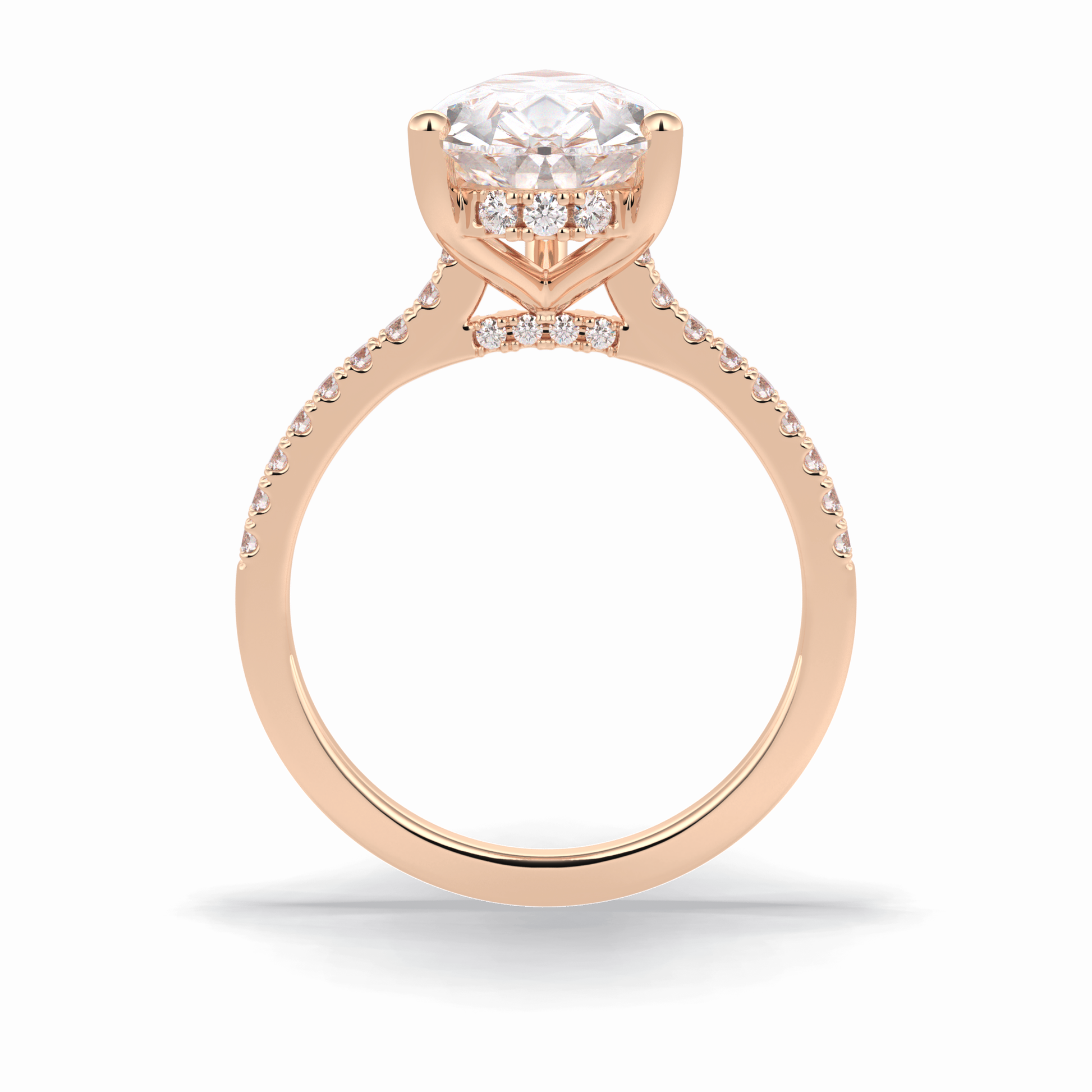Pear Hidden Halo & Pave Lab Grown Diamond Engagement Ring
