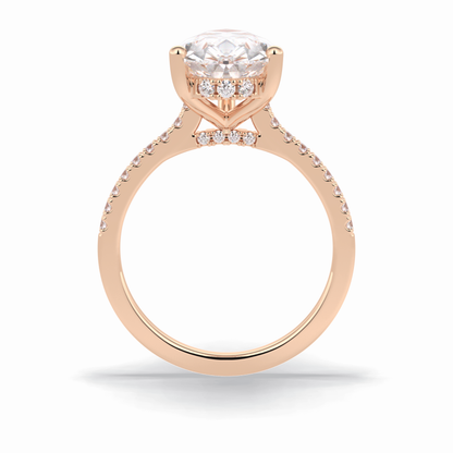 Pear Hidden Halo & Pave Lab Grown Diamond Engagement Ring