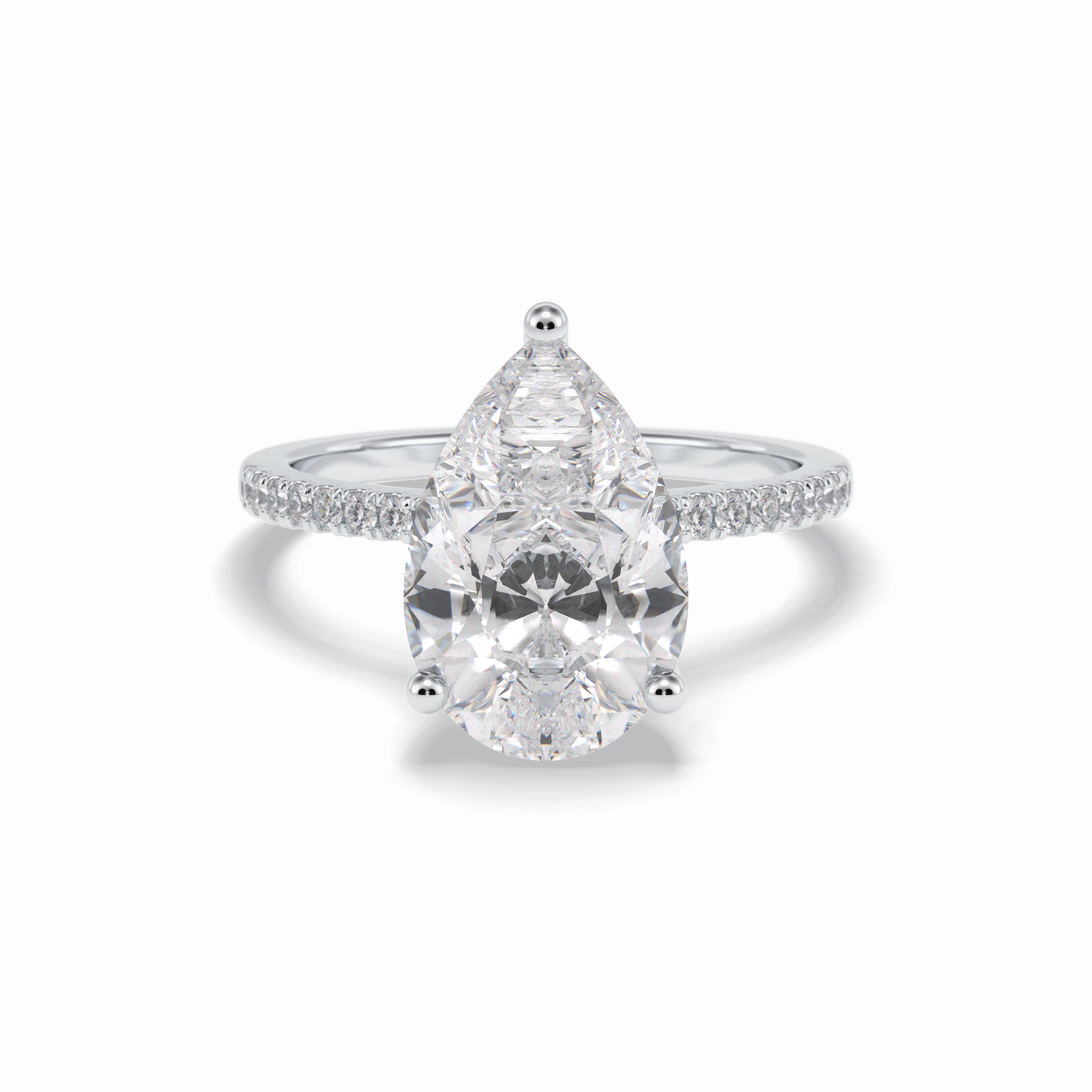 Pear Hidden Halo & Pave Lab Grown Diamond Engagement Ring