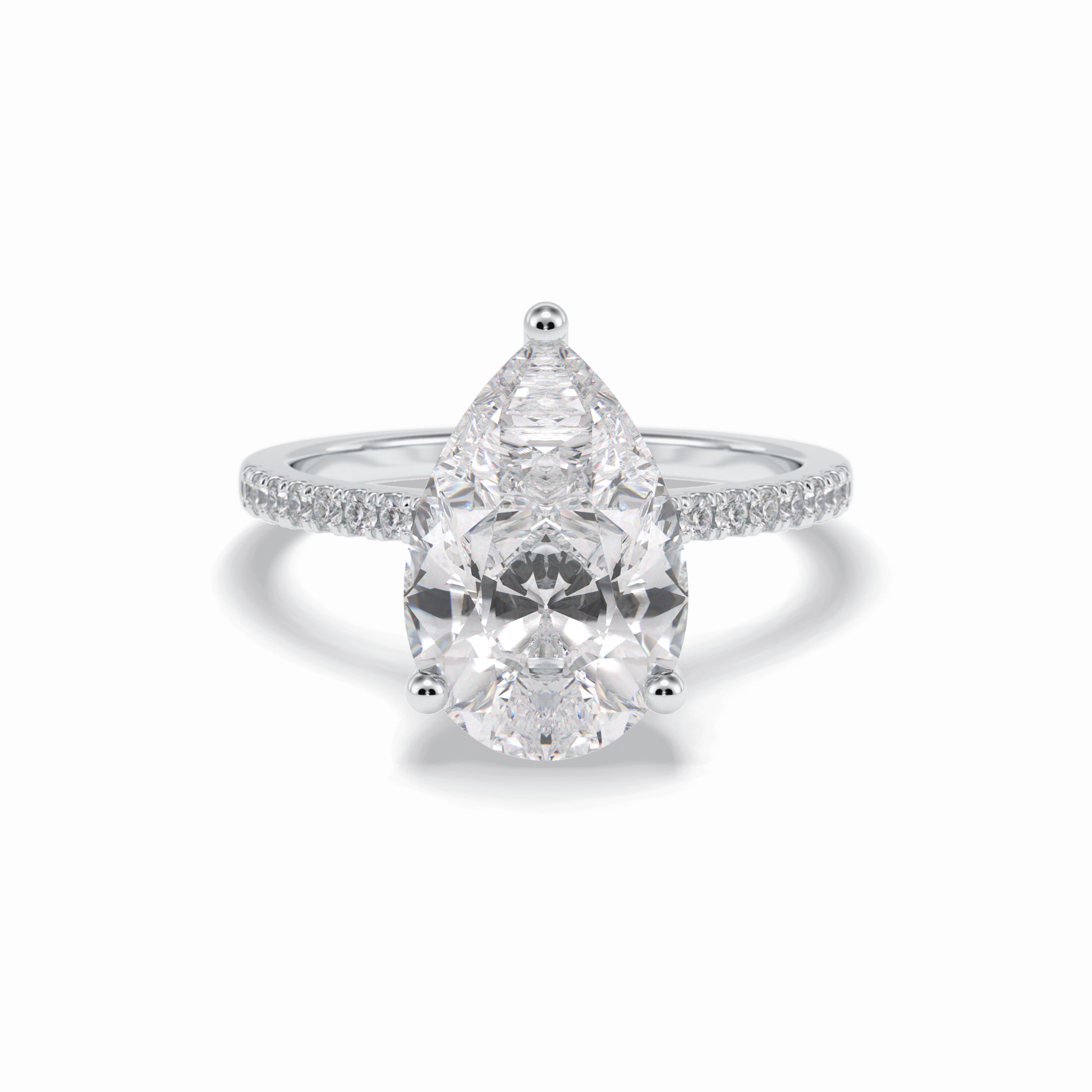 Pear Hidden Halo & Pave Lab Grown Diamond Engagement Ring