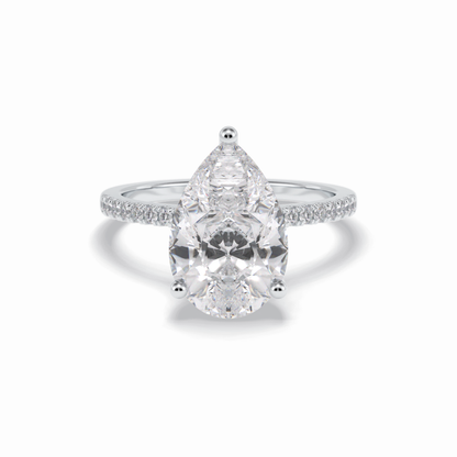 Pear Hidden Halo & Pave Lab Grown Diamond Engagement Ring