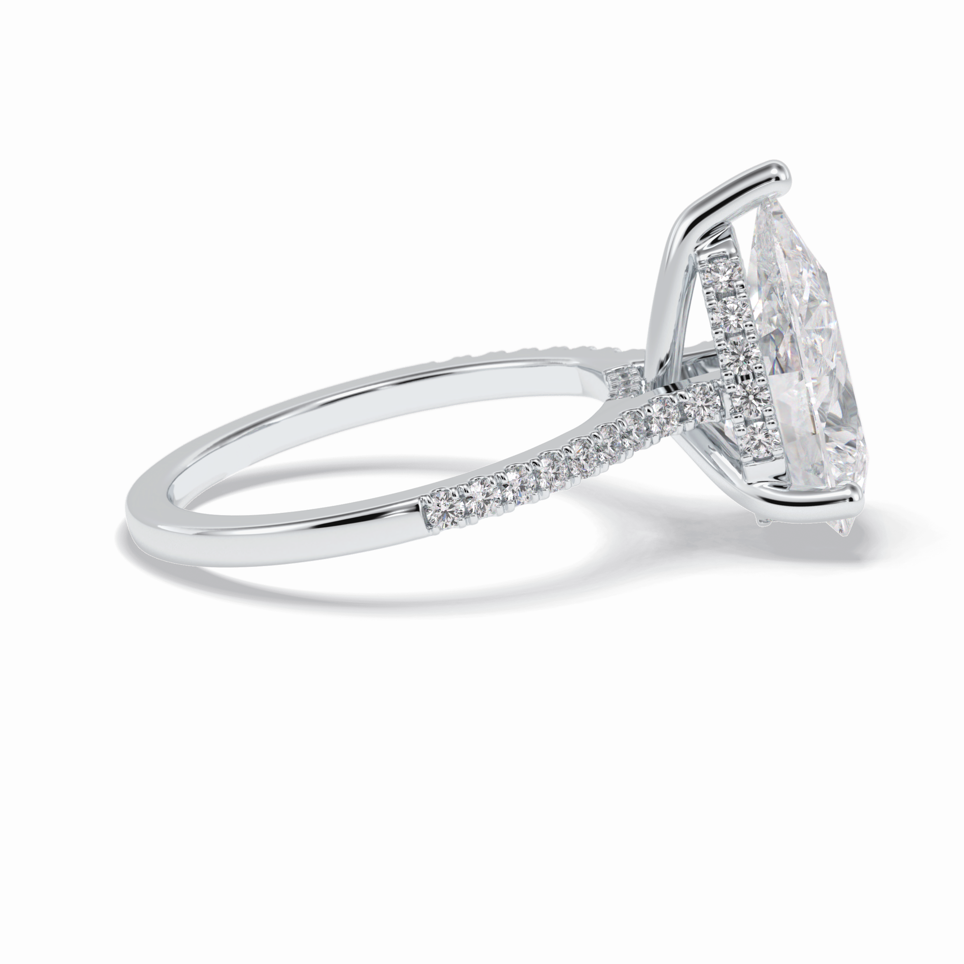 Pear Hidden Halo & Pave Lab Grown Diamond Engagement Ring