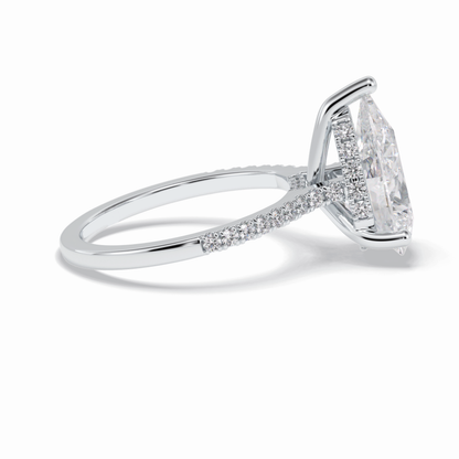 Pear Hidden Halo & Pave Lab Grown Diamond Engagement Ring