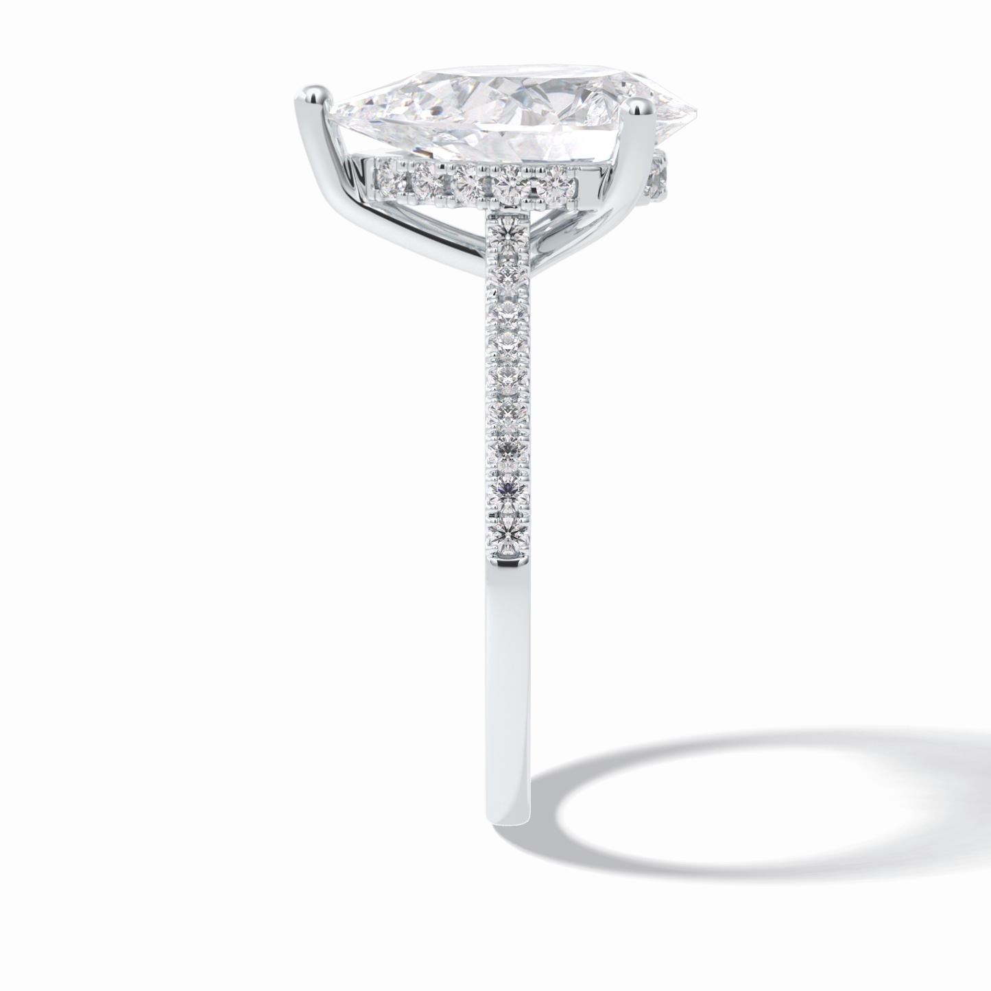Pear Hidden Halo & Pave Lab Grown Diamond Engagement Ring