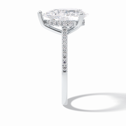 Pear Hidden Halo & Pave Lab Grown Diamond Engagement Ring