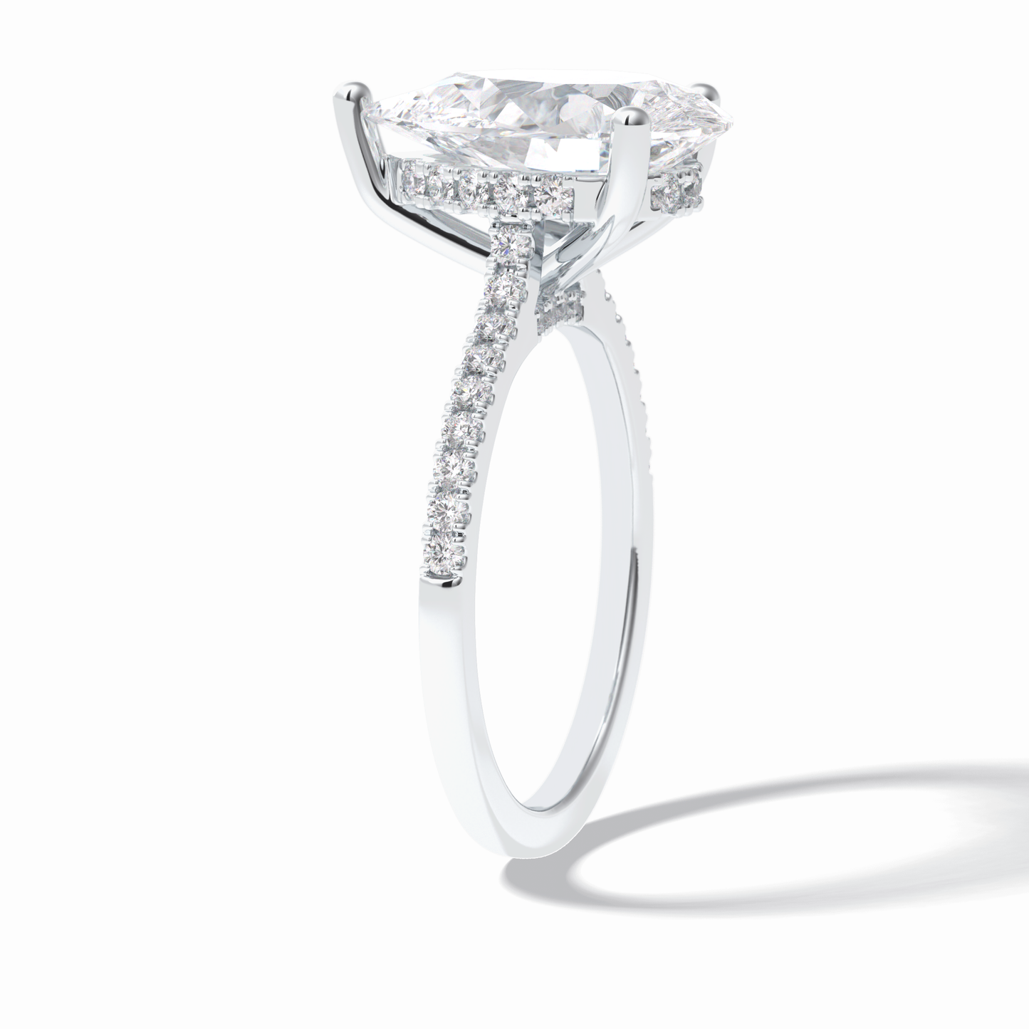 Pear Hidden Halo & Pave Lab Grown Diamond Engagement Ring