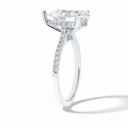 Pear Hidden Halo & Pave Lab Grown Diamond Engagement Ring