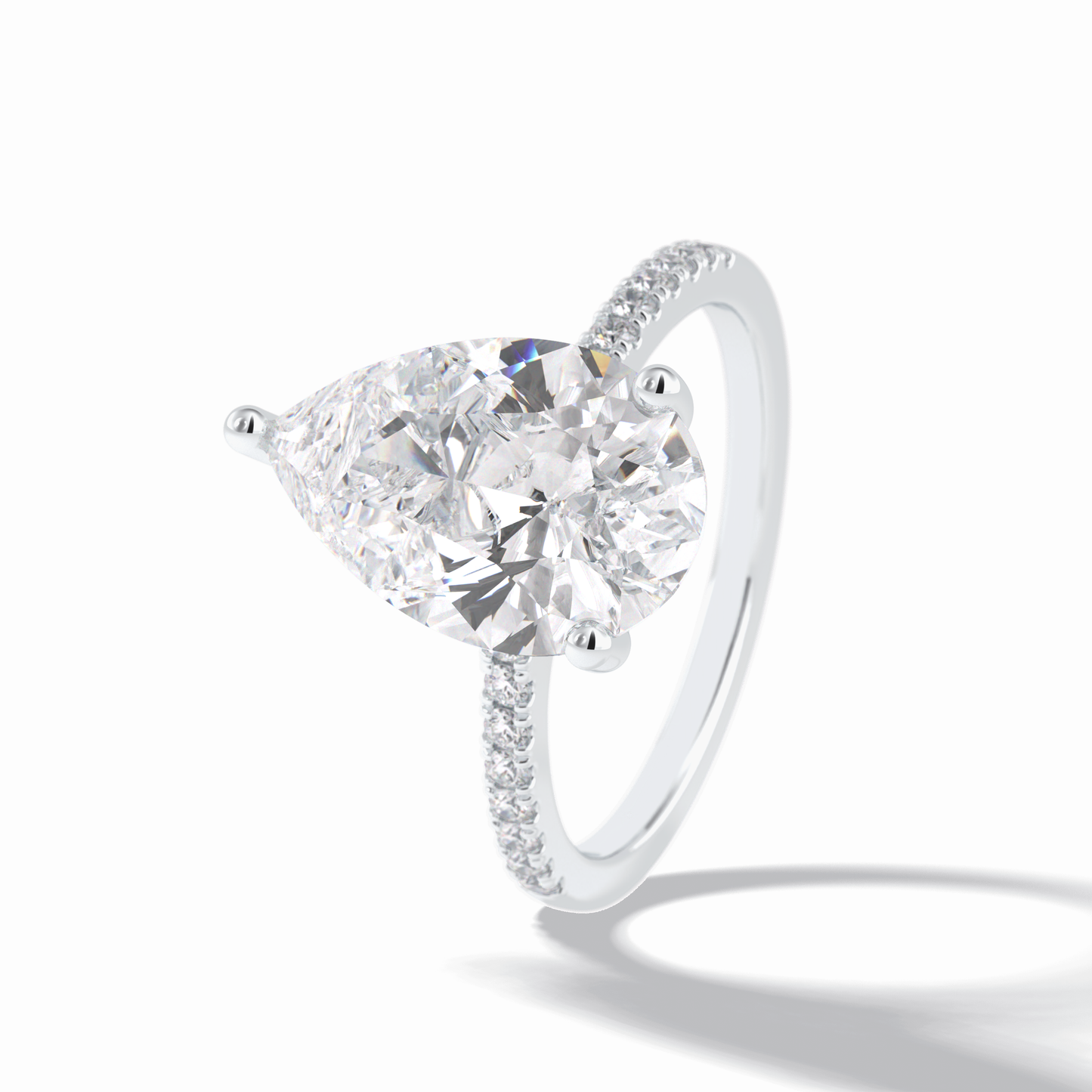 Pear Hidden Halo & Pave Lab Grown Diamond Engagement Ring