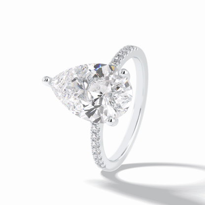 Pear Hidden Halo & Pave Lab Grown Diamond Engagement Ring