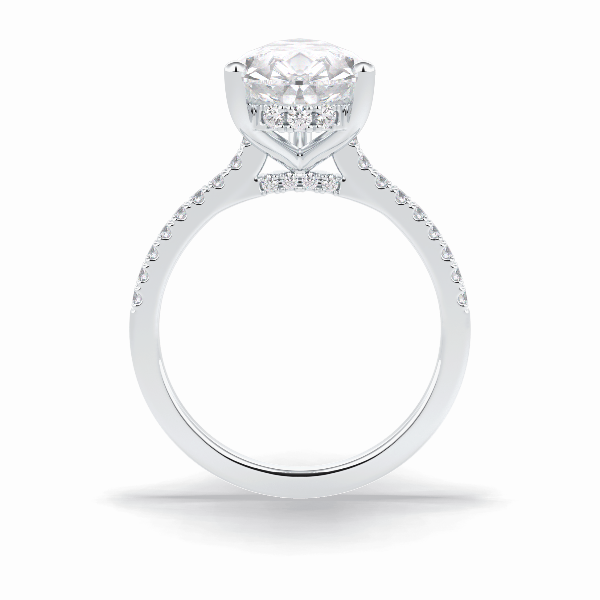 Pear Hidden Halo & Pave Lab Grown Diamond Engagement Ring
