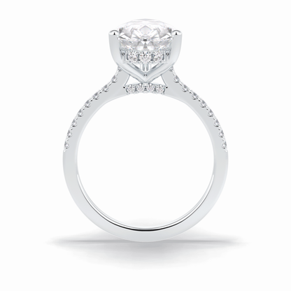 Pear Hidden Halo & Pave Lab Grown Diamond Engagement Ring