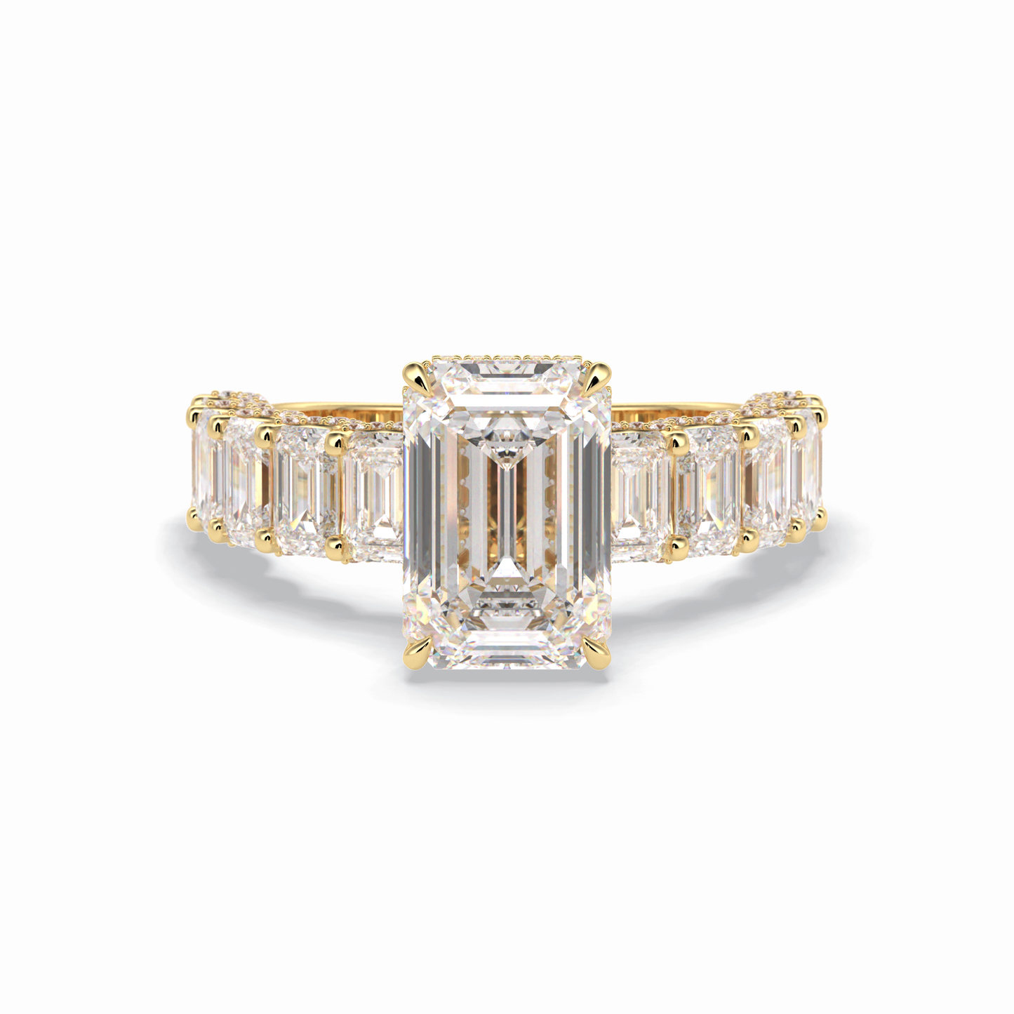 Emerald Pave Lab Grown Diamond Engagement Ring