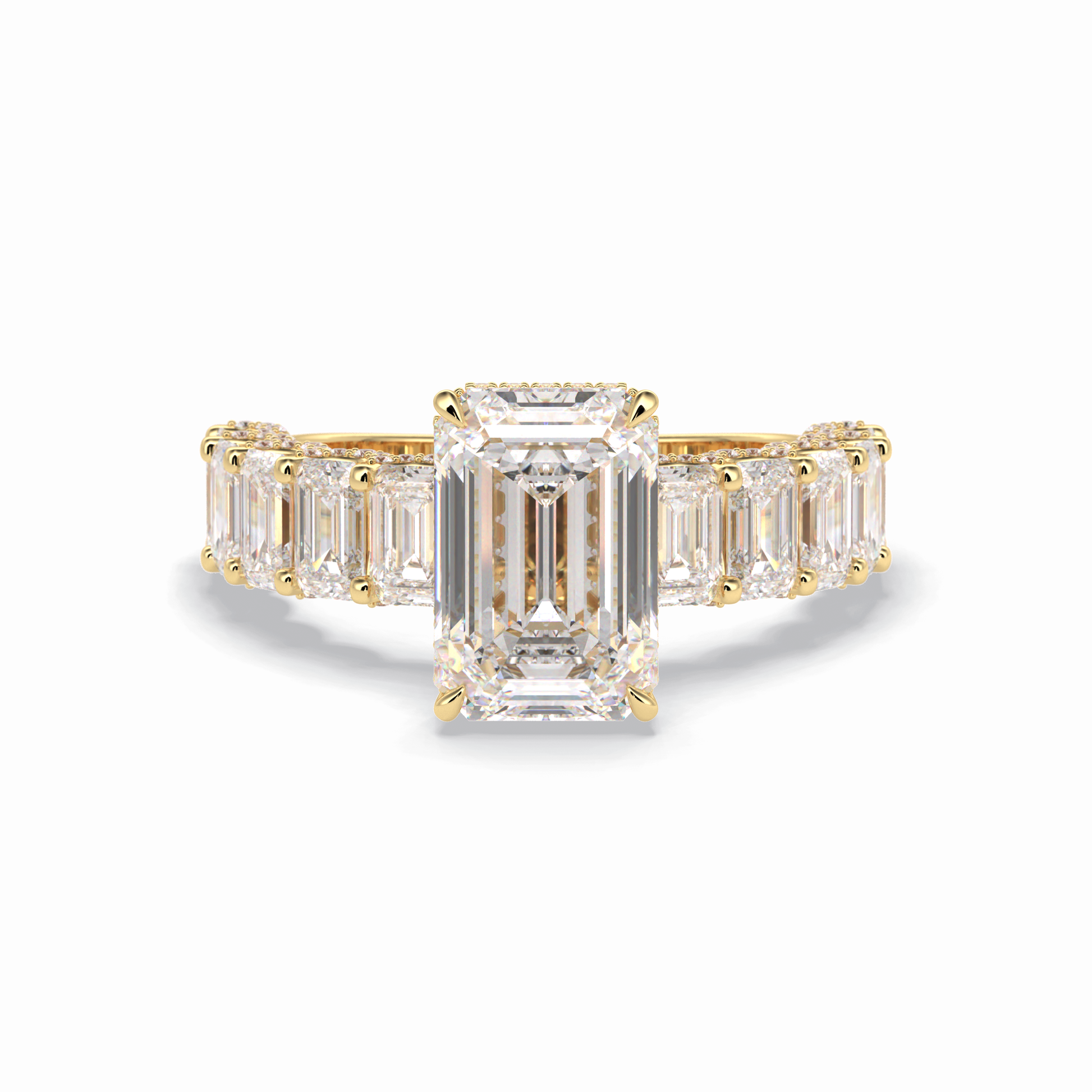 Emerald Pave Lab Grown Diamond Engagement Ring