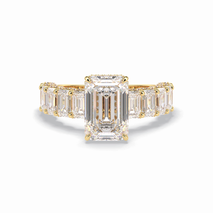 Emerald Pave Lab Grown Diamond Engagement Ring
