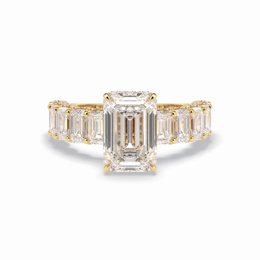 Emerald Pave Lab Grown Diamond Engagement Ring