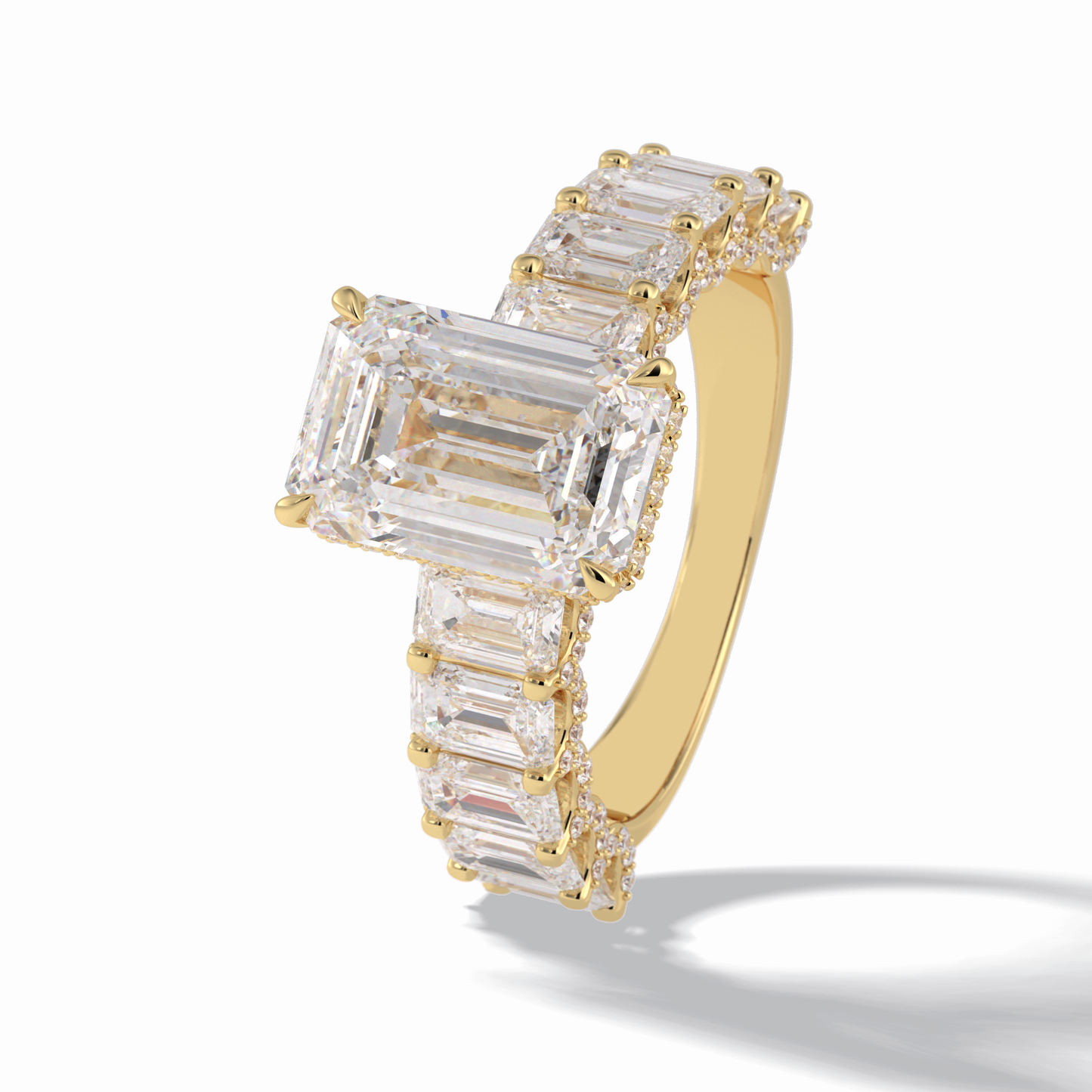 Emerald Pave Lab Grown Diamond Engagement Ring
