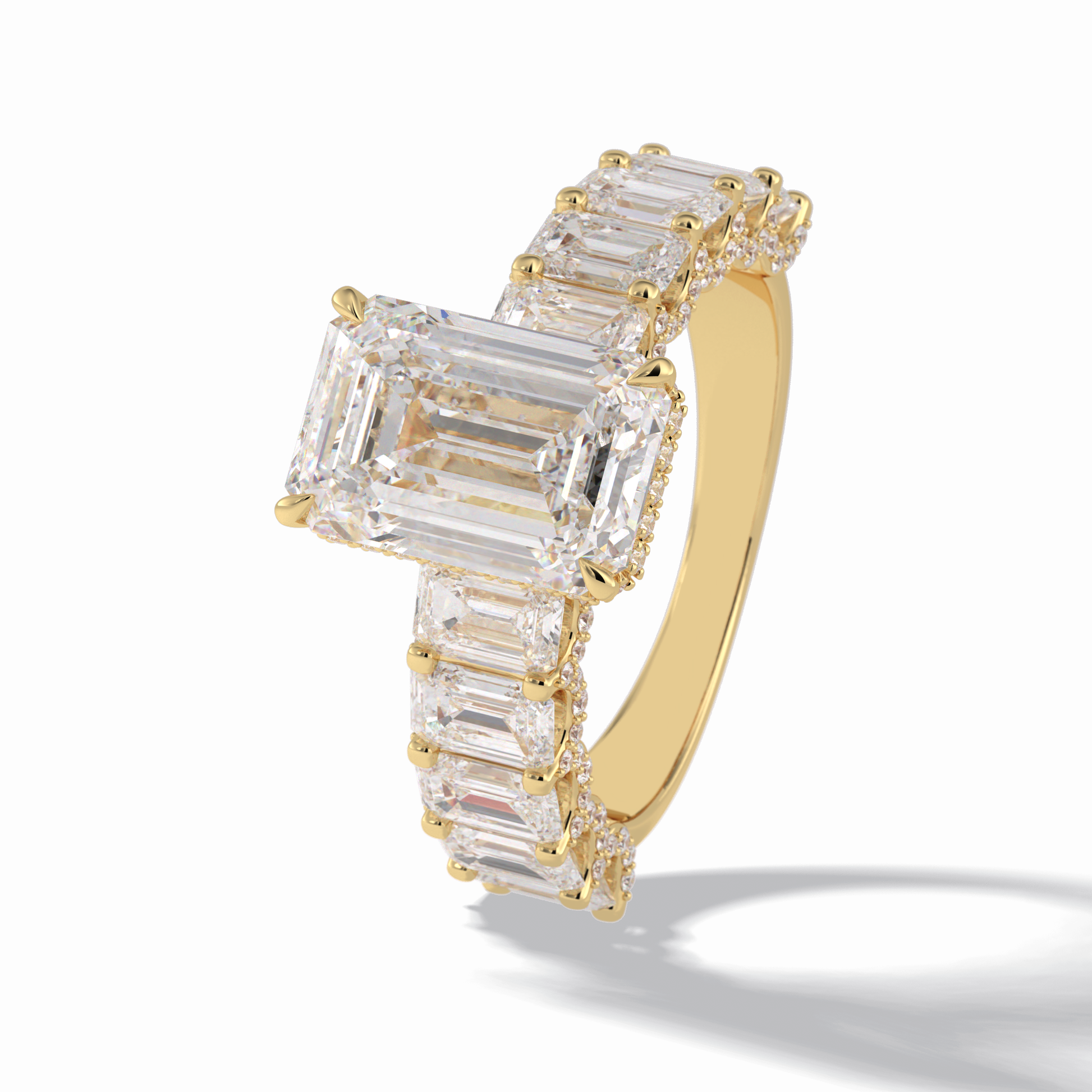 Emerald Pave Lab Grown Diamond Engagement Ring
