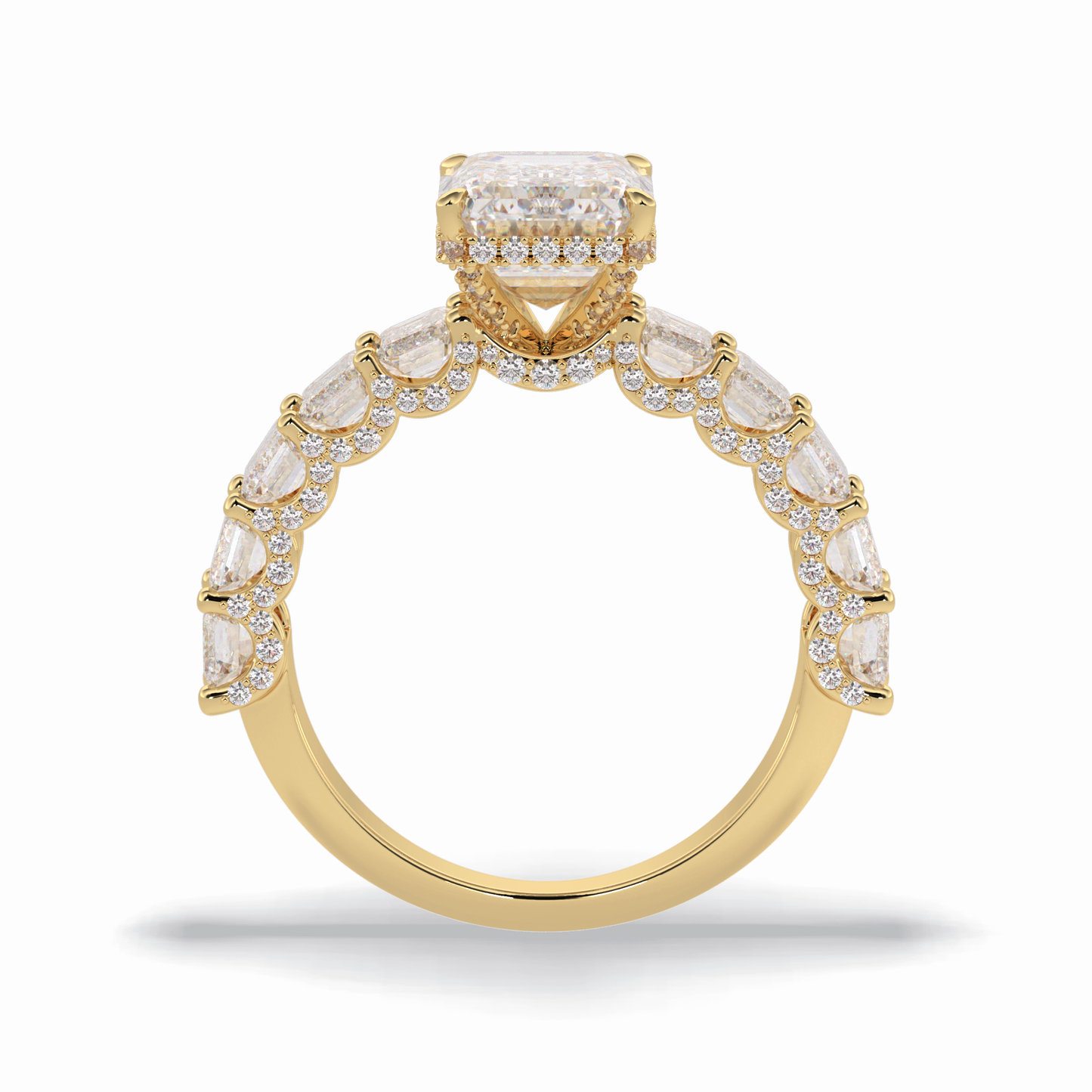 Emerald Pave Lab Grown Diamond Engagement Ring