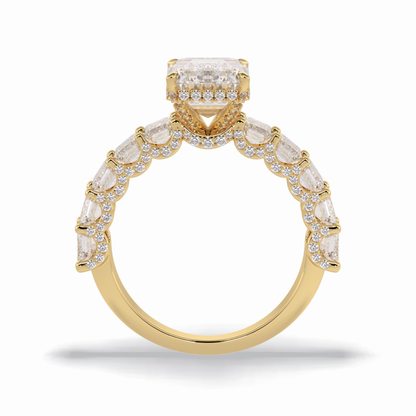 Emerald Pave Lab Grown Diamond Engagement Ring