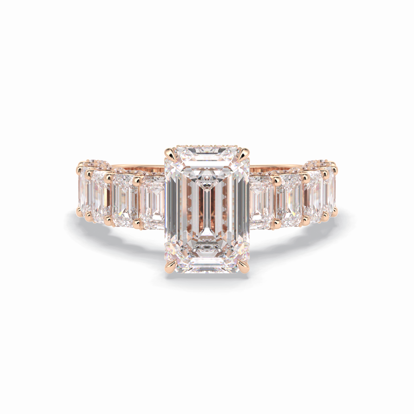 Emerald Pave Lab Grown Diamond Engagement Ring