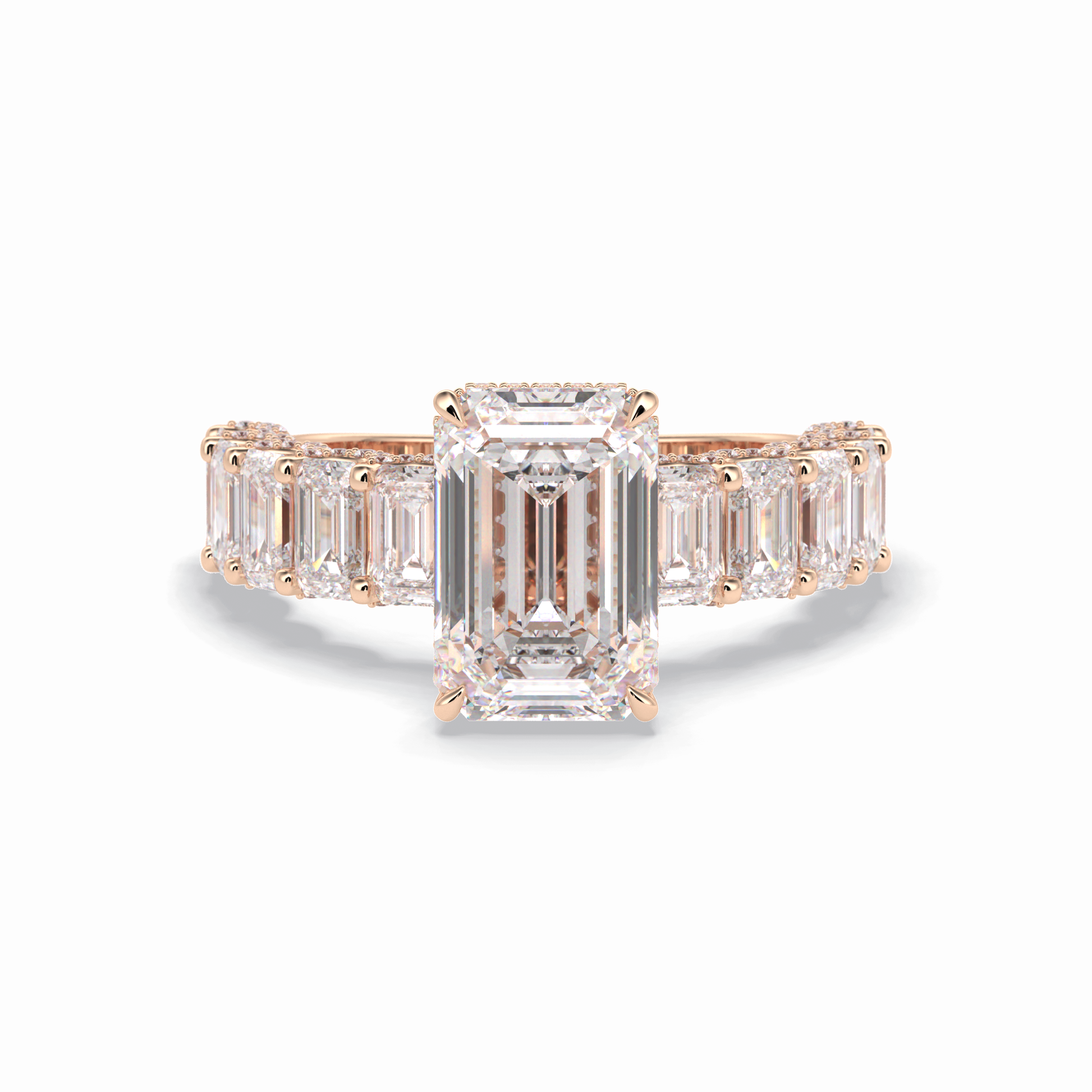 Emerald Pave Lab Grown Diamond Engagement Ring