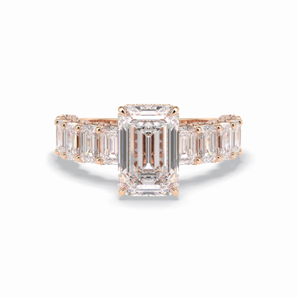 Emerald Pave Lab Grown Diamond Engagement Ring