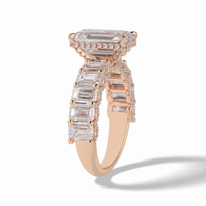 Emerald Pave Lab Grown Diamond Engagement Ring
