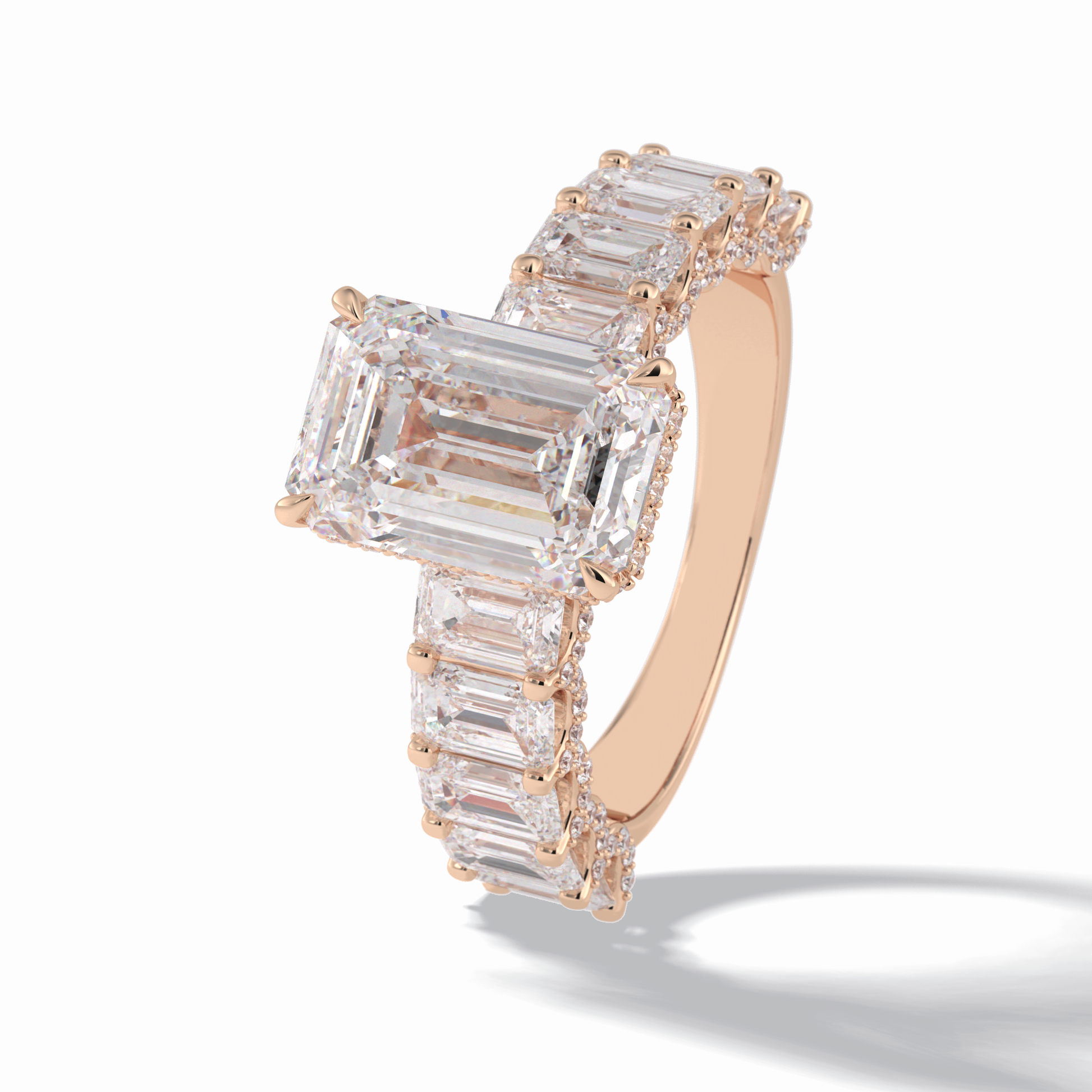 Emerald Pave Lab Grown Diamond Engagement Ring
